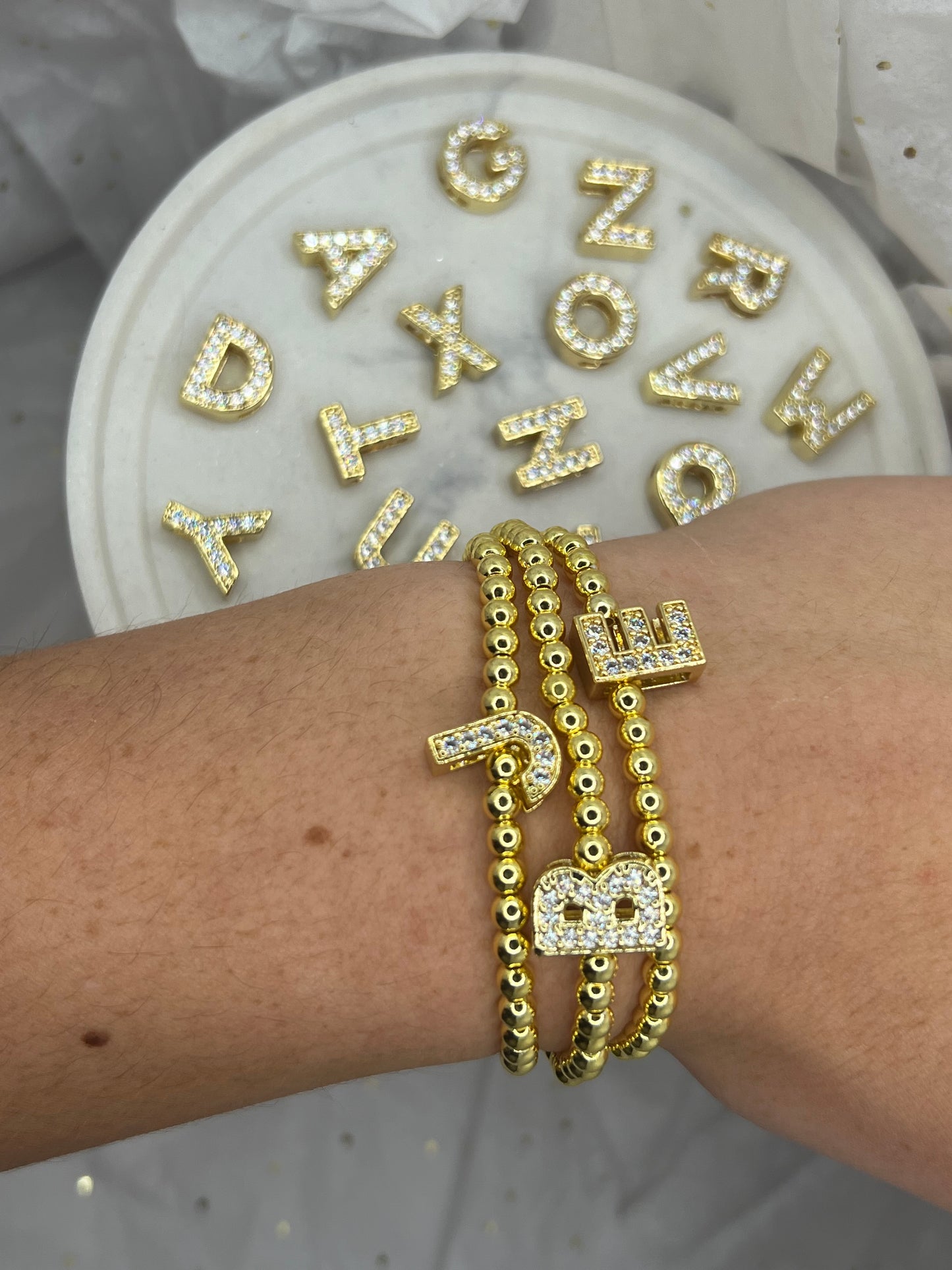 Iced out letter bracelet